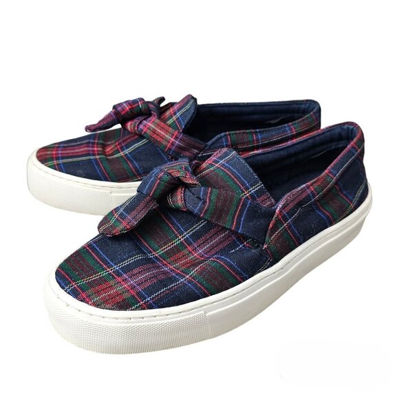 Zara Plaid With Bow Slip On Sneaker Shoes - Picture 2 of 11